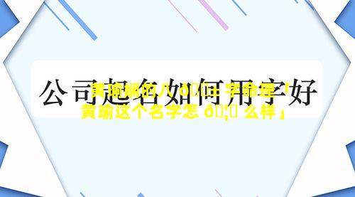 黄瑜娴的八 🐱 字命理「黄瑜这个名字怎 🦁 么样」